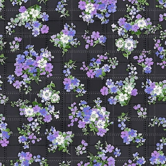 Bloomfield Ave Meadow Lane Shadow Black Cotton Fabric by RJR Fabrics
