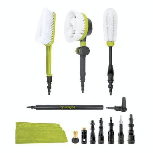 Sun Joe SPX-ACS-MAX Auto Cleaning System for Most Pressure Washers, Includes Rotating Brush, Feather Brush, Wheel Brush, Turbo Nozzle, Cloths and Universal Adapters for Most Brands up to 3500-PSI