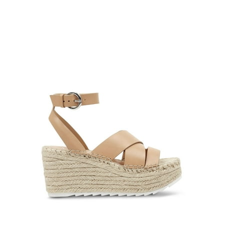 

MARC FISHER Womens Beige 2 Platform Adjustable Ankle Strap Raffa Round Toe Wedge Buckle Leather Espadrille Shoes 9 M