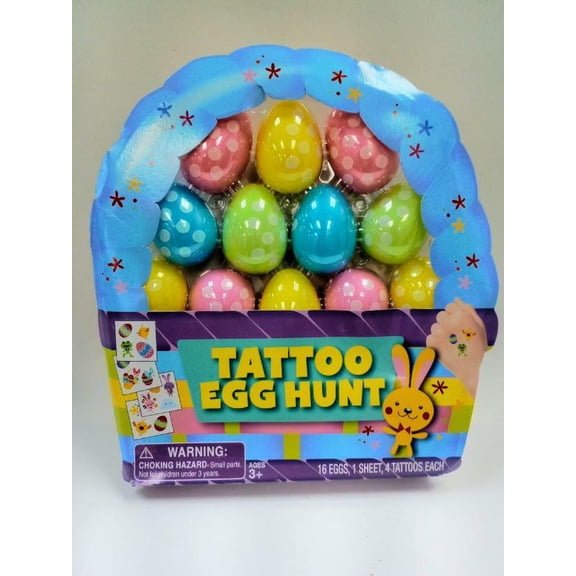 Tattoo Egg Hunt 16Ct, 1 Sheet, 4 Tattoos Each, By Mello Smello