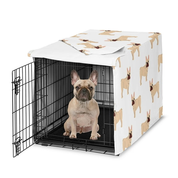 Sweet Jojo Designs Frenchie Cartoon Puppy Boy, Girl, Unisex/Gender Neutral Dog Crate Kennel Cover 36in.