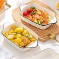 thumbnail image 3 of Scandinavian Creative Baking Plate Household Ceramic Rectangular Plate Salad Bowl Kitchen Tableware, 3 of 6