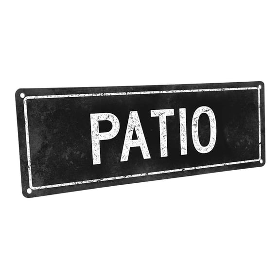 Outdoor Black Patio 4"x12" Metal Sign, Wall Décor for Porch, Patio, and Deck