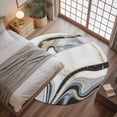 thumbnail image 3 of 3ft Round Rug, White Grey Marble Non-Skid Rubber Backing Large Area Rugs - Living Room Bedroom Home Office, Modern Abstract Art Ink Painting Indoor Floor Mat Carpets Washable Rug, 3 of 9