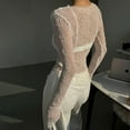 thumbnail image 2 of CoCozhu Women's Solid Color Sheer Mesh Tops Fairy Grunge Long Sleeve Emo Streetwear Gothic Coquette Slim Fit Alt Clothes, 2 of 7