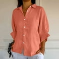 thumbnail image 6 of Giftesty Blouses for Women Dressy Casual Women Solid Casual Cotton and Linen Bubble Wrinkles Tie Back Design Fashion Shirt Tops, 6 of 9