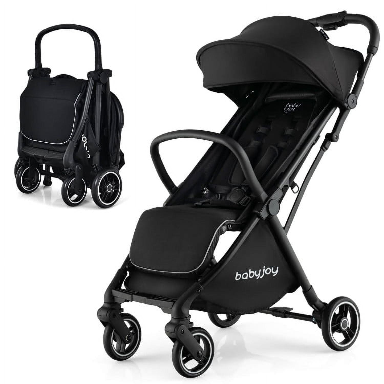 Kadyn Baby Stroller, Infant Carriage Bassinet Stroller,One-Hand Folding Portable Lightweight Baby Stroller with Aluminum Frame-Black