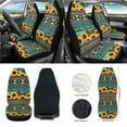 thumbnail image 2 of Renewold American Tribal Sunflower Car Seat Cover Set 12 PCS with Steering Wheel Cover Seat Belt Pad Armrest Cover Garbage Bin Air Vent Pocket Rearview Mirror Cover Coasters Keychain, 2 of 7
