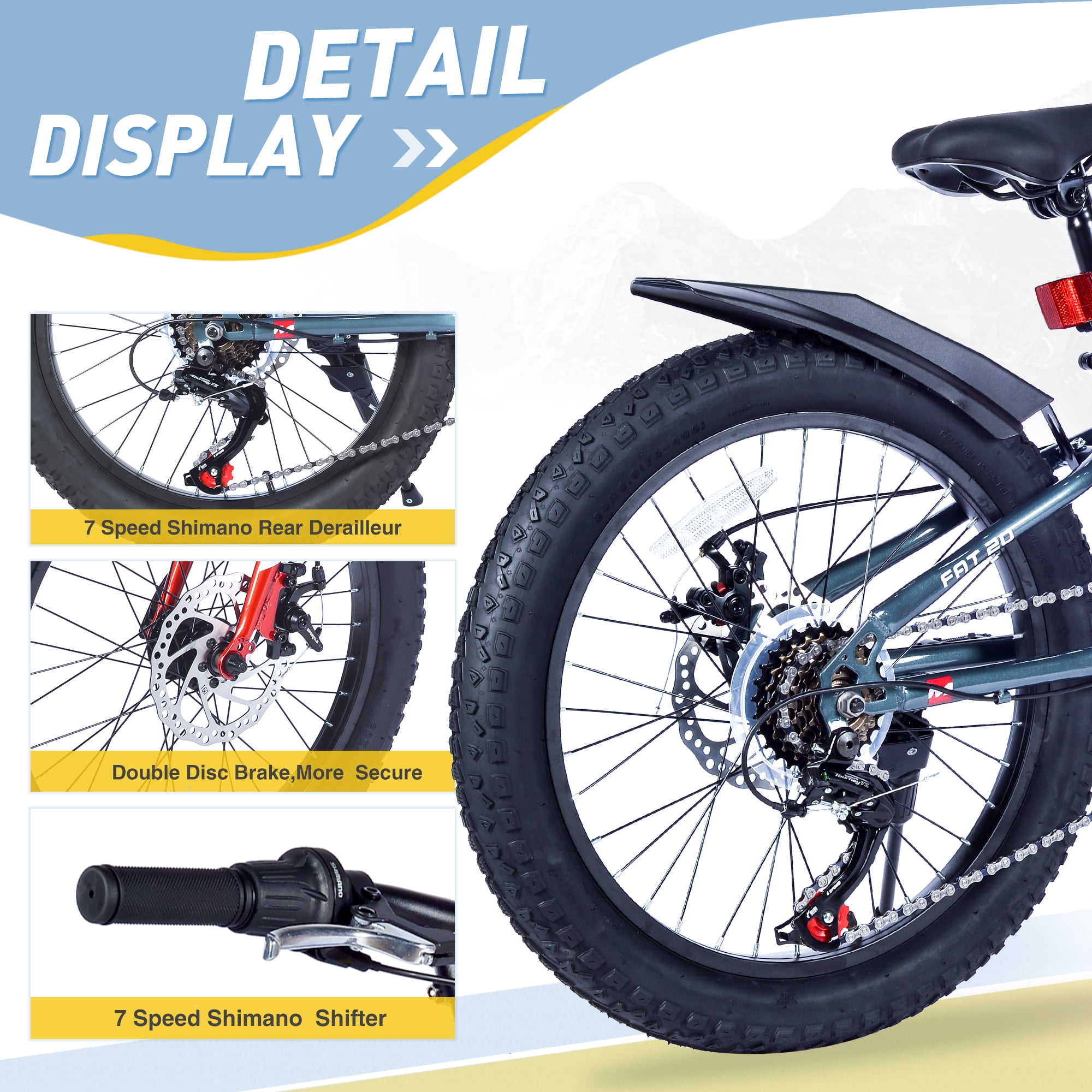 Harmie 20 Inch Mountain Bike Adult Bicycle Steel Frame 7 Speed Disc Brakes City Commuter Outdoor Fitness Bike Gray