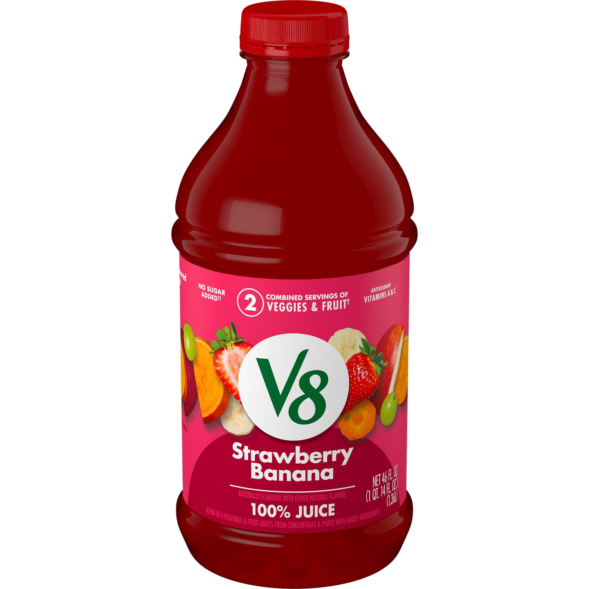 V8 Blends 100% Juice Strawberry Banana Juice, 46 Fl Oz Bottle