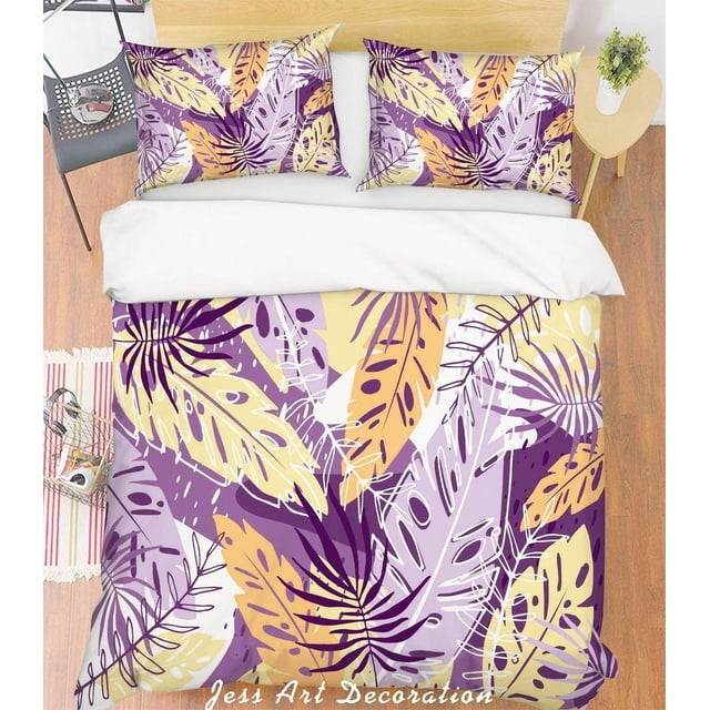 3D Purple Leaves Funda de edredón Juego de ropa de cama Fundas de almohada 106