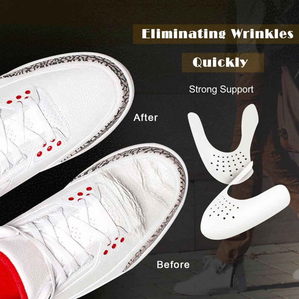 Anti-Wrinkle Shoes Crease Guard Toe Box Decreaser Black & White 2 Pairs Prevent Shoes Indentation Women 5-8 