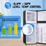 TACOOL 5.0 Cu.ft Double Door Mini Fridge with Top Freezer Compact Refrigerator for Home, Black, New