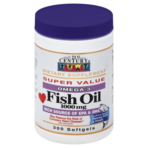 21st Century Omega3 Fish Oil Softgels, 1000 mg, 300 Count Walmart