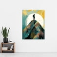 thumbnail image 2 of Hiker on Mountain Peak Modern Watercolour Painting Extra Large XL Wall Art Poster Print, 2 of 3