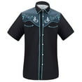 thumbnail image 3 of Mens Shirts Short Sleeve 3D Western Cowboy Print Lapel Casual Summer Shirt Blue L, 3 of 5