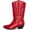 Red Pu, variant on Ring- Women's Cowboy / Cowgirl Pull On Western Stacked Heel Mid Calf Almond Pointed Toe Boots (Silver, 8)