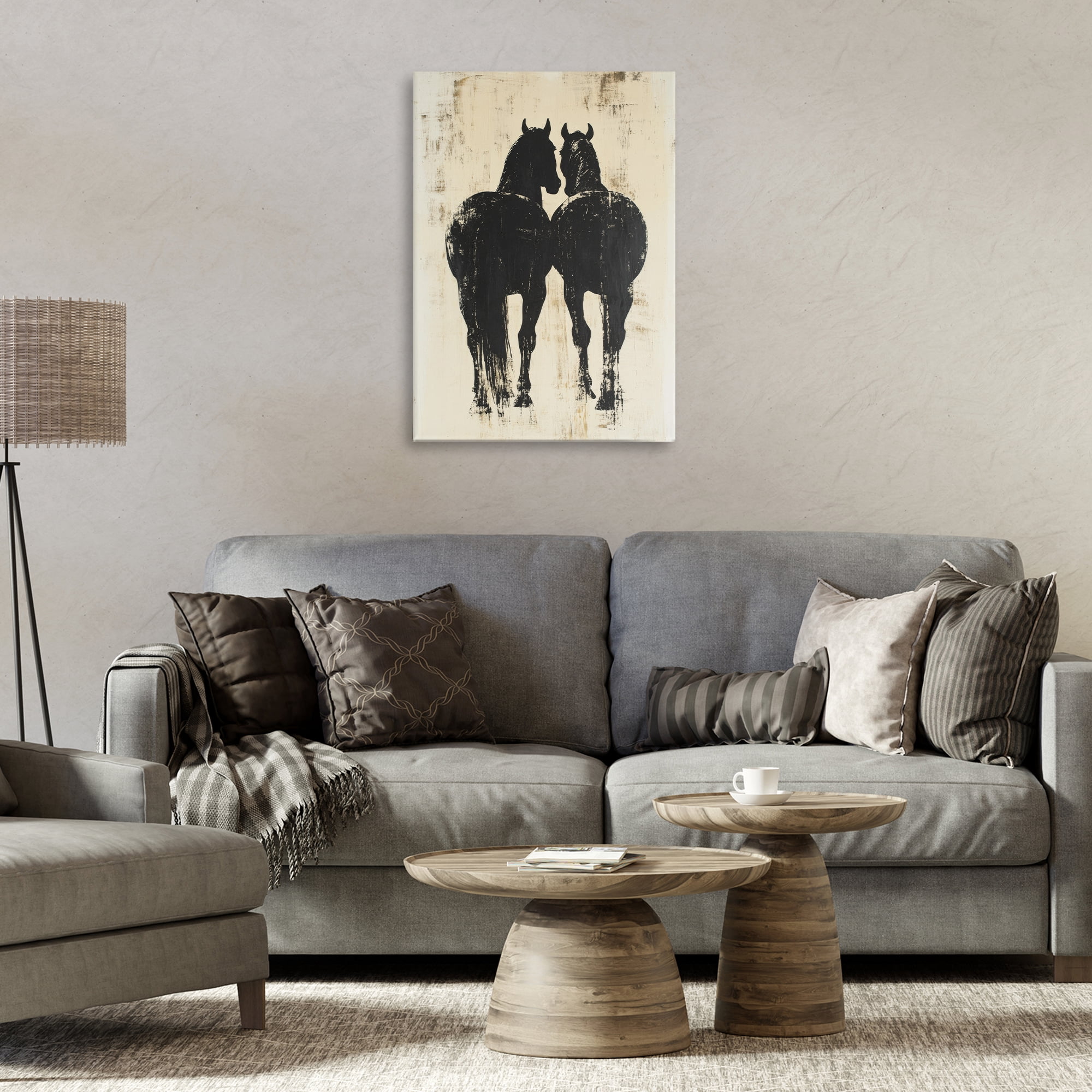 Stupell Industries Twin Horses Facing Away Canvas Wall Art, design by Petal Prints Design