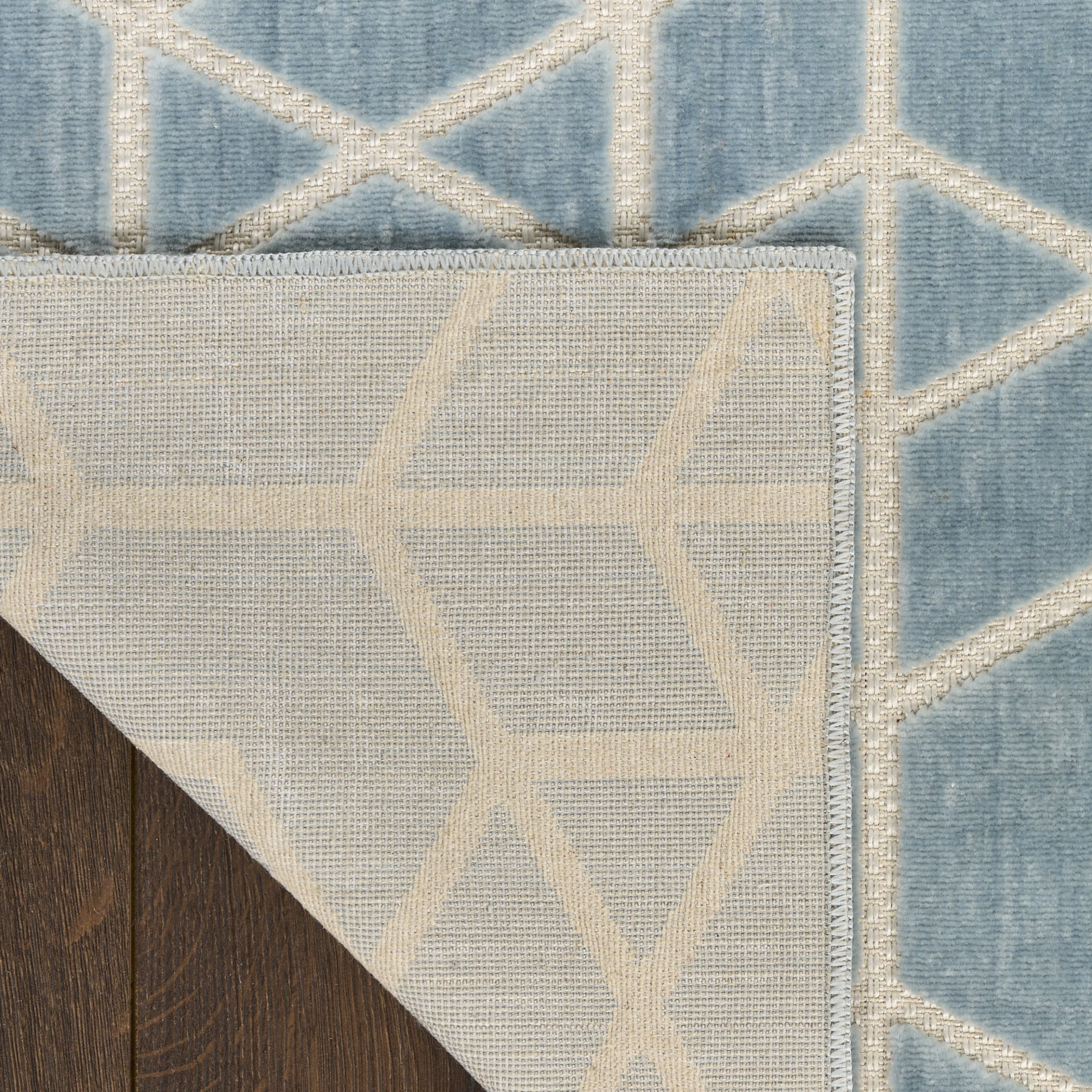 Nourison Washable Charm 2'2" x 8' Blue Ivory Modern Indoor Rug