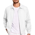 thumbnail image 2 of JTSRKL Full Zip Track Jacket for Men Laydown Collar Casual Stylish Golf Office Tops Work Windbreaker Daily Comfort Soft Fit Bomber Coat, 2 of 8