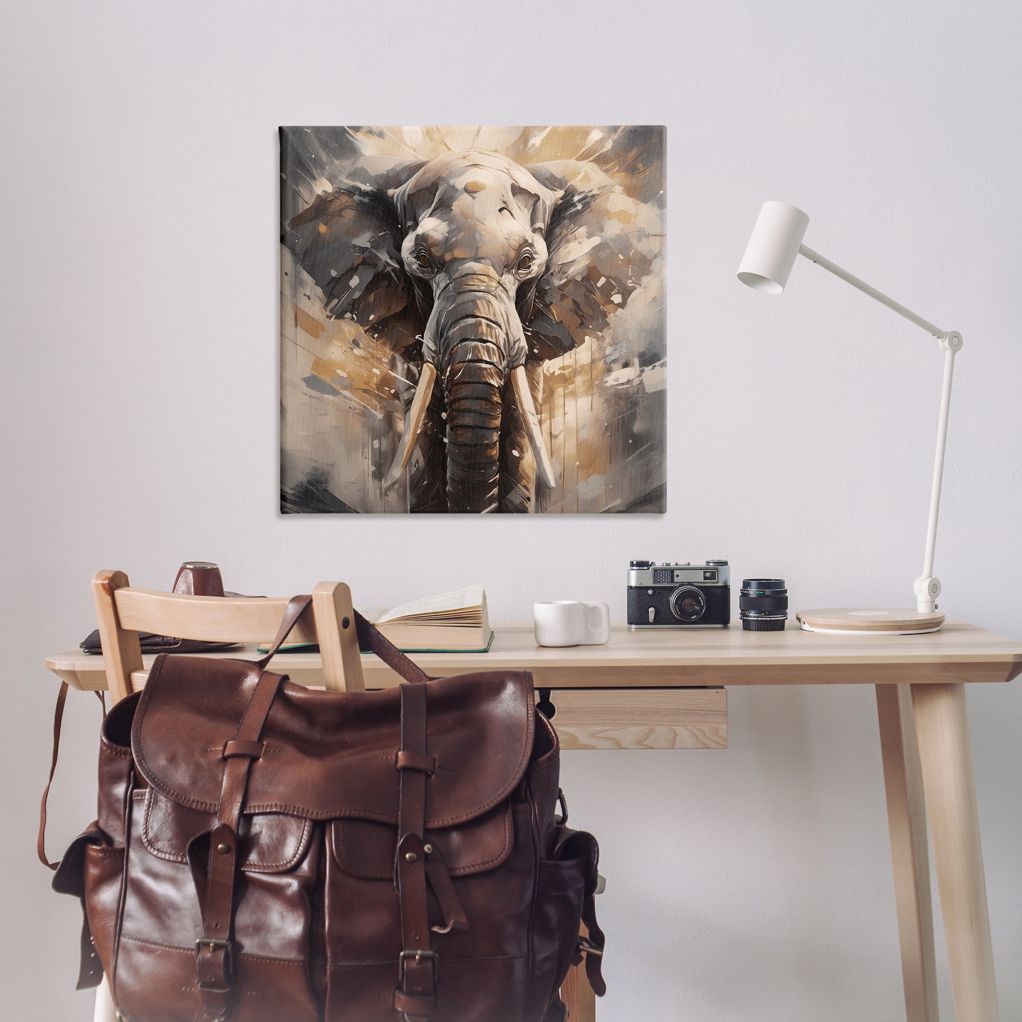 Stupell Industries Modern Splatter Elephant Animals Painting Wrapped Canvas Art Print Wall Art, 36 x 36