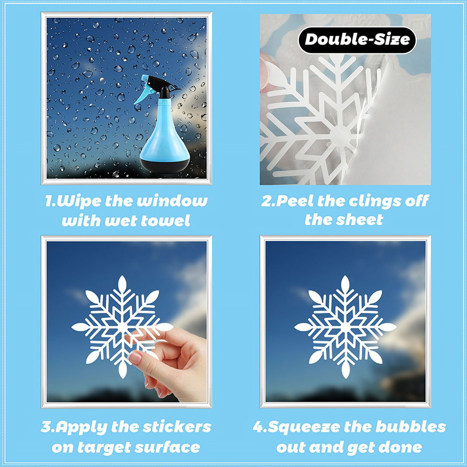 146pcs Christmas Window Clings for Glass Windows, Large Size Christmas Decals Snowflakes Decorations Stickers for Holiday Winter Decorations