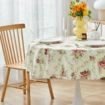 Vintage Floral Rectangle Tablecloth Shabby Chic Flower Table Cloth Spring Table Cover Waterproof for Dinner Kitchen Picnic, Pink, 60x120 Inches