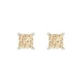 thumbnail image 3 of 1 Ct Princess Cut Studs Natural Morganite 18K White Solid Solid Gold Everyday Dainty Earrings Screw Back, 3 of 7