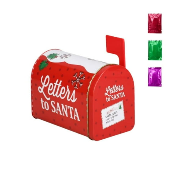 Christmas Mailbox-Shaped Tin with Lid Bonus Snoep in Beperkte Oplage – “Letters to Santa” Holiday Candy Gift Box, Festive Metal Mailbox for Cookies, Treats & Christmas Décor