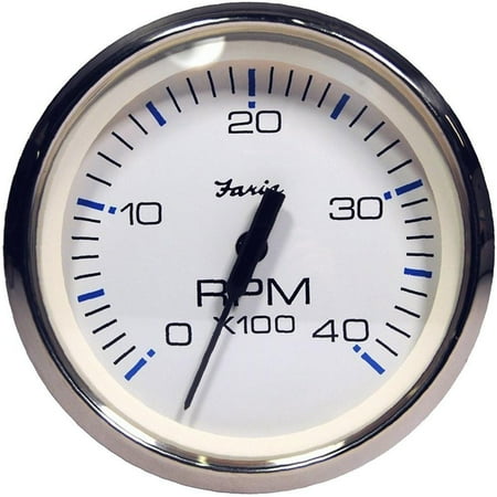 Faria 33818 Chesapeake Tachometer Gauge Diesel - White SS, 4"