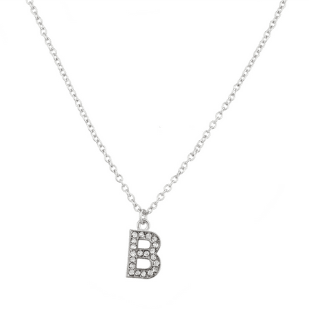 Lux Accessories Pave Crystal Initial 'B' Necklace Block