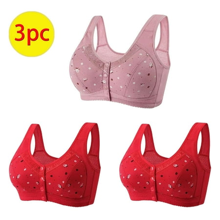 Itsame 3PC Bras for Women s Full Support Everyday Sports Bra Set Comfortable Breathable Wireless Comfort Bralette Set Hot Pink Size 3XL