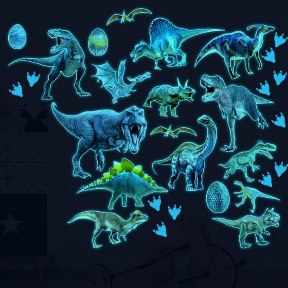Dinosaur Wall Stickers Decals for Boys Room,Glow in The Dark Dinosaur Wall Decals Ceiling Stickers for Kids Bedroom, Wall Decor Kids Birthday Christmas Gift