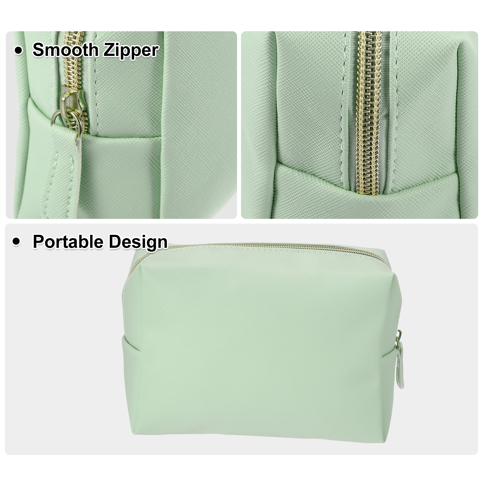Unique Bargains PU Leather Makeup Bag Make Up Organizer Bag Toiletry Bag L Size Green