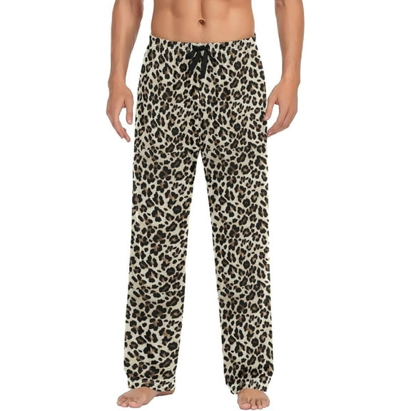 Top-kevin Yellow Leopard Animal Cheetah Pattern Pajama Pants Men's Lounge Pants Straight-Fit Men Pajama Bottoms