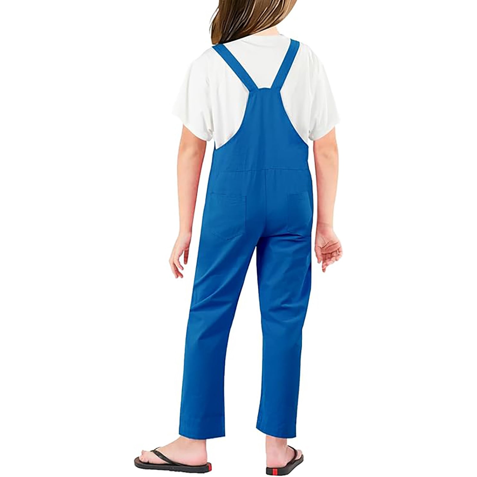 Kids Kids Casual Loose Romper Blue Jumpsuit Adjustable Strap Jumpsuits with Pockets Girls Outfits Size 7-8 Years