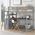 thumbnail image 2 of Twin Size Loft Bed with Desk and Shelves, Cosymart Two Built-in Drawers, Gray, 2 of 9