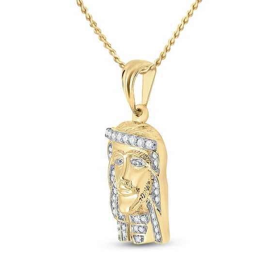10k Yellow Gold Round Diamond Mens Jesus Christ Messiah Charm Pendant .29 Cttw