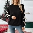 thumbnail image 4 of Long Sleeve with Bows Cute Sweatshirts for Women 2025 Fall Winter Casual Crewneck Sweatshirt Pullover Tops, 4 of 7