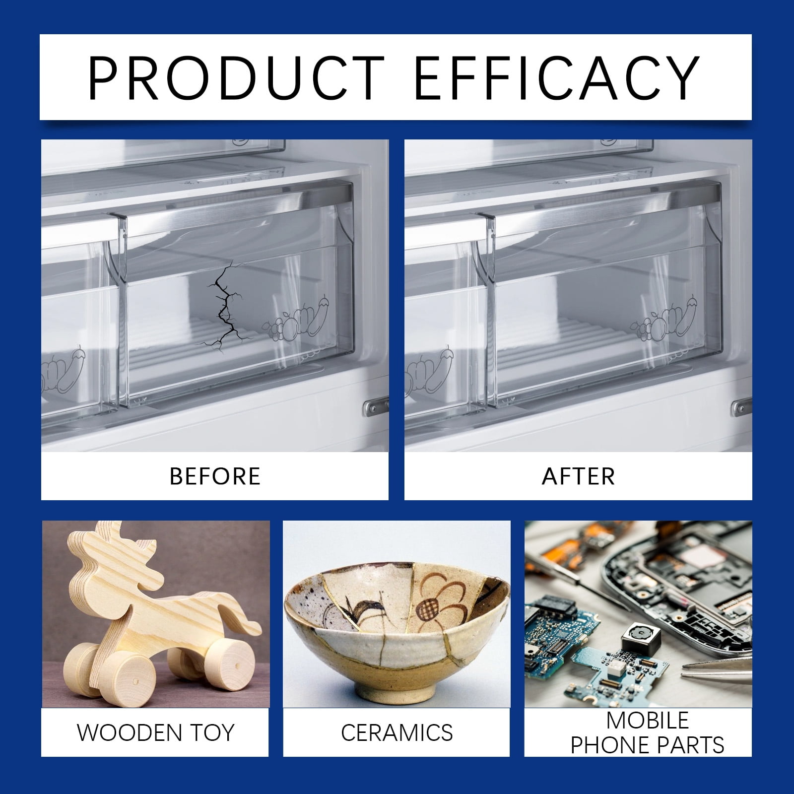 Alvantor Refrigerator Drawer Glue, Strong Bond Adhesive for Plastic Repairs, Cure Time Included