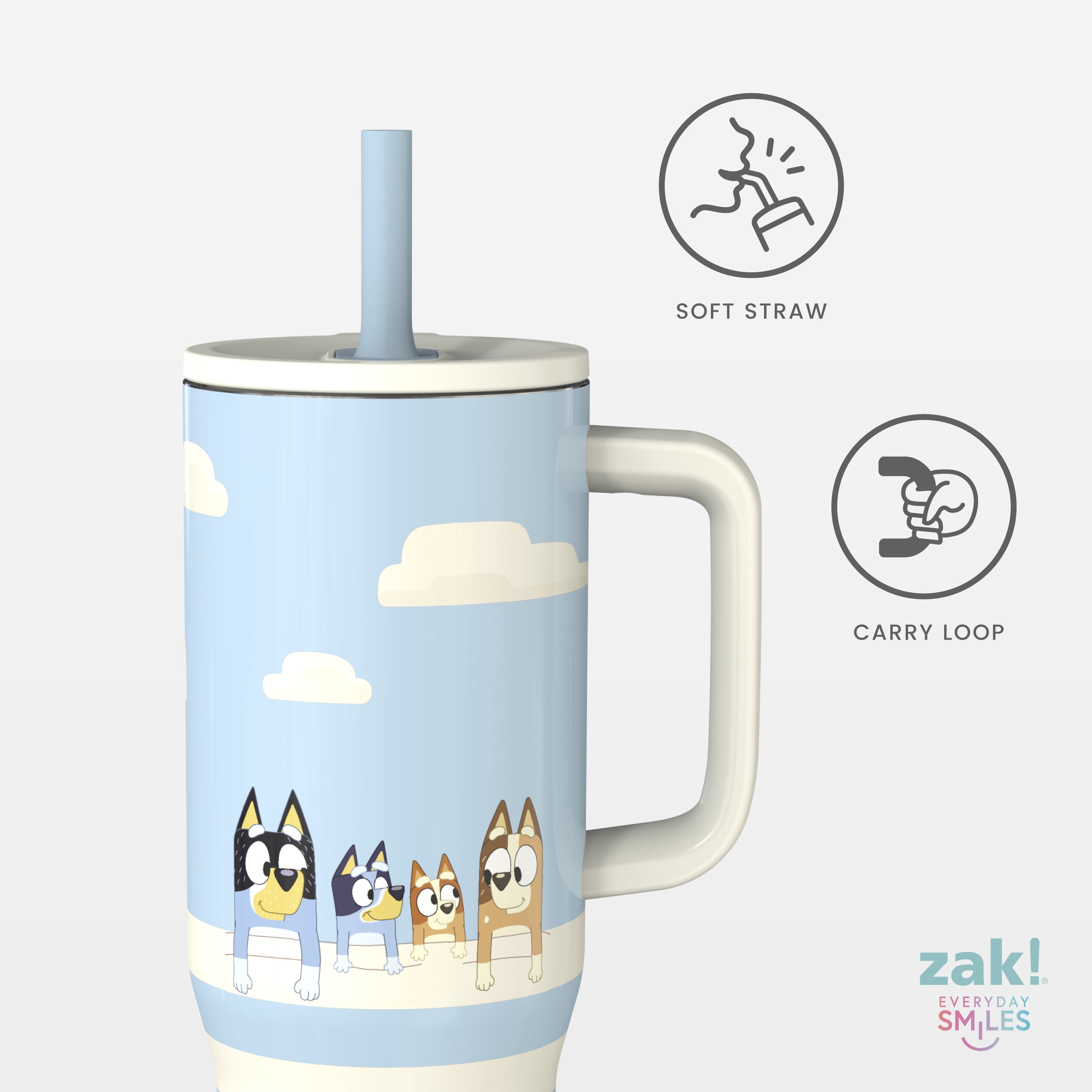 Zak Designs 30oz Bluey Double Wall Stainless Steel Vaccuum Insulated Sutton Straw Tumbler