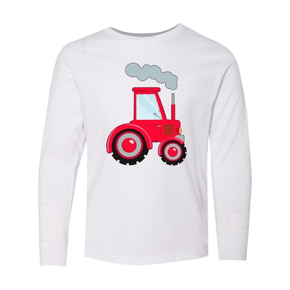 Inktastic Fun Red Tractor Long Sleeve Youth T-Shirt