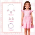 thumbnail image 5 of Benylion Girls Pink Plaid Party Dress 5-6T - Fashion Doll Style Gown for Role Play & Birthday Parties, 5 of 7