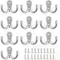 thumbnail image 2 of Juego de 20 ganchos de pared de postes de metal con tornillos, ganchos de pared para cocina, baño, armario, baño, plata, 2 of 5