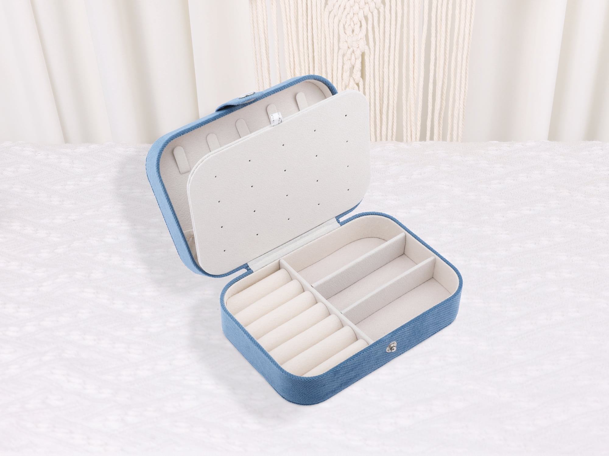 Unique Bargains Travel Compact Jewelry Box for Women Blue