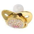 thumbnail image 3 of M Buder Chupón Ortodóntico para Bebés con Diseño de Diamantes Brillantes, Chupete de Silicona Suave Libre de BPA, Seguro y Cómodo, Ideal para Recién Nacidos de 6 a 18 Meses, Color Oro (7 cm), 3 of 9