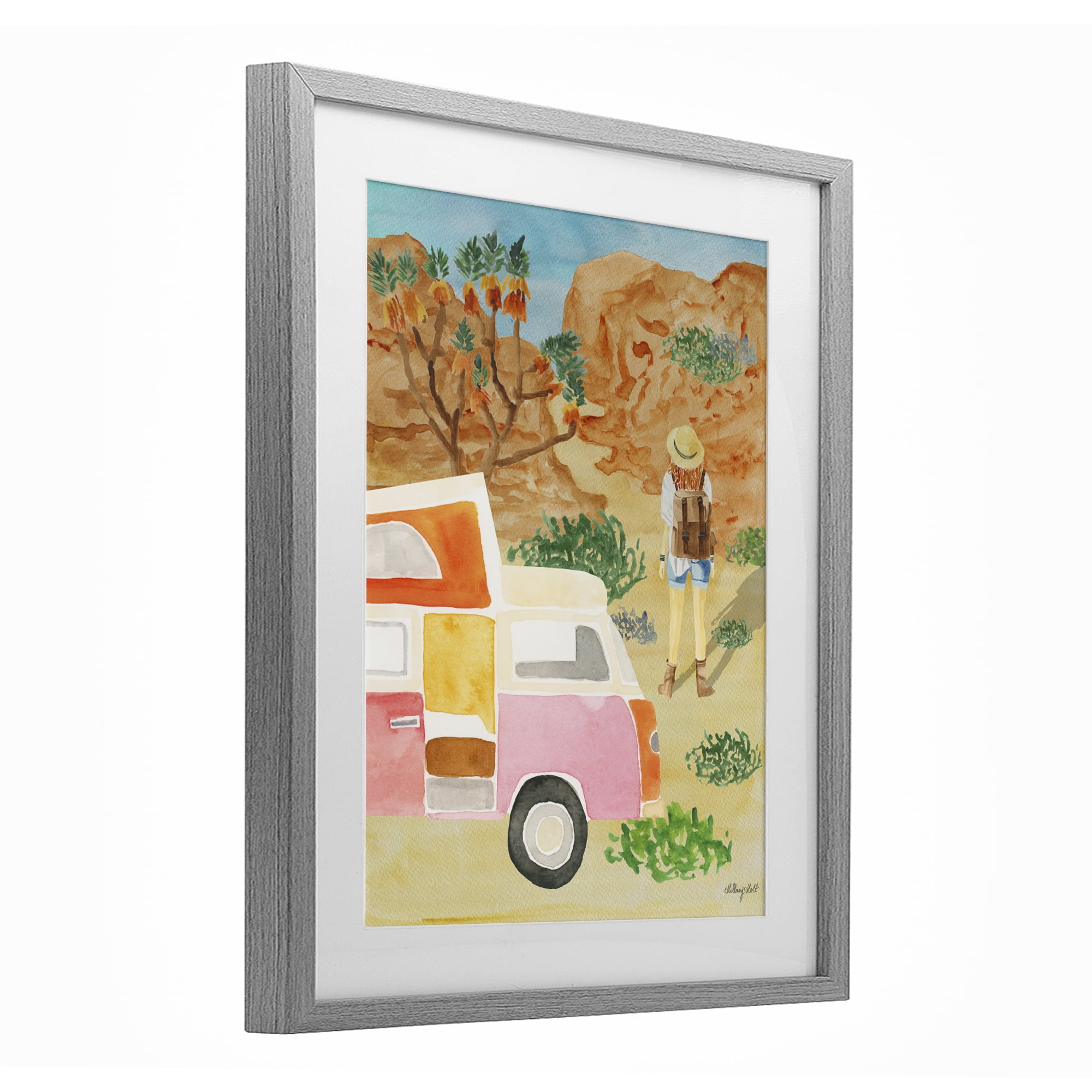 Stupell Industries Mojave Desert Road Trip Gray Framed Print Under Glass, design by Hillary Holt