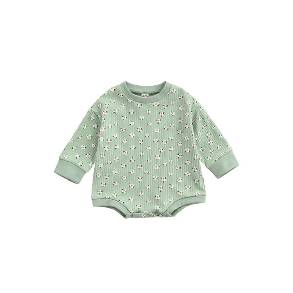Qiylii Baby Girl’s Floral Bodysuit O-Neck Long Sleeve Triangle Romper,0-24M