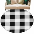 thumbnail image 2 of Black White Buffalo Check 7ft Round Rug, Farmhouse Plaid Modern Geometric Non-Skid Rubber Backing Large Area Rugs - Living Room Bedroom Home Office, Indoor Floor Mat Carpets Washable Rug, 2 of 9