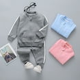 thumbnail image 4 of Kogui Cute Baby Boy Outfits Winter Toddler Boy Fall Winter Clothes Baby Sweatshirts + Pants Set Size 6 12 Months (Light Blue,6-12 Months), 4 of 5